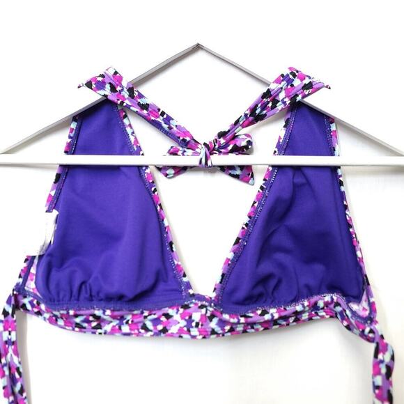 Old Navy Bikini Top Size Large Purple Black Pattern Padded Swim Top Swimsuit​​ - Picture 9 of 9